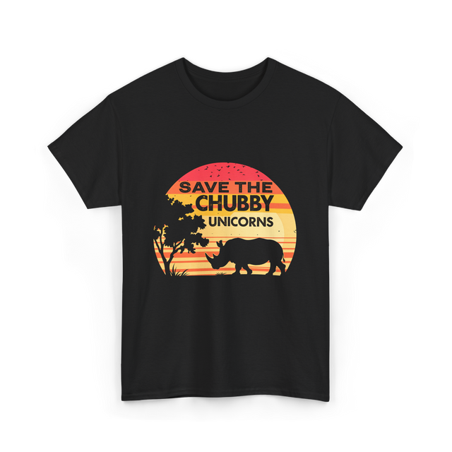 Save The Chubby Unicorns Rhino T-Shirt - Black