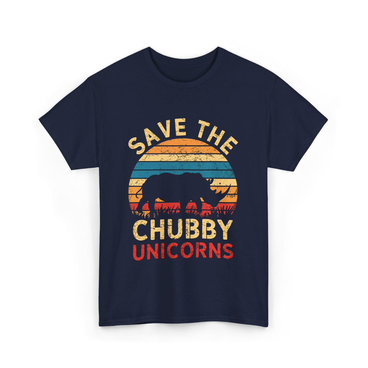 Save The Chubby Unicorns Rhino T-Shirt - Navy