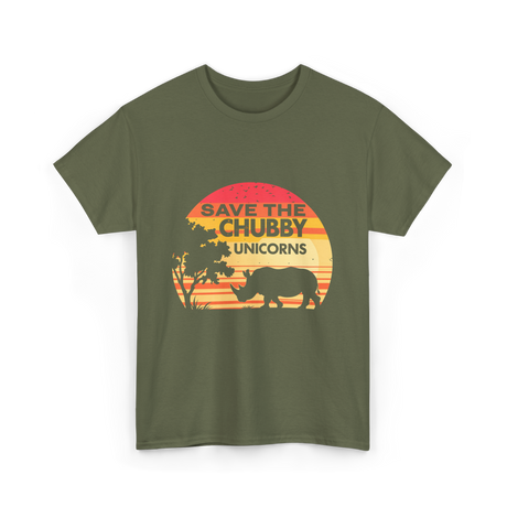 Save The Chubby Unicorns Rhino T-Shirt - Military Green