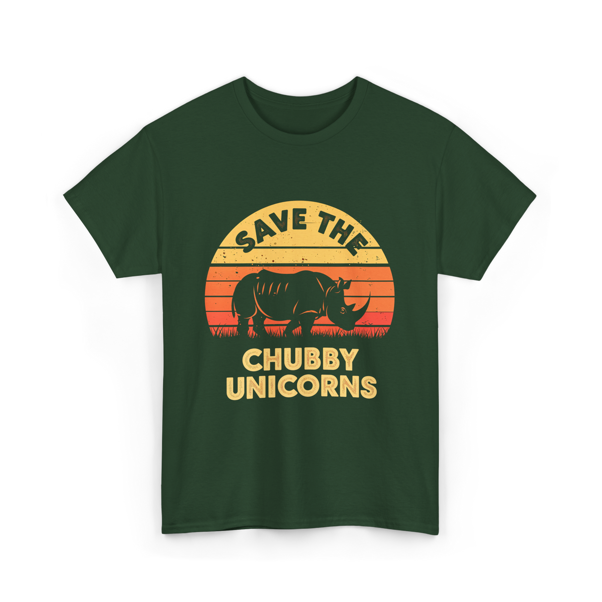 Save the Chubby Unicorns Rhino T-Shirt - Forest Green