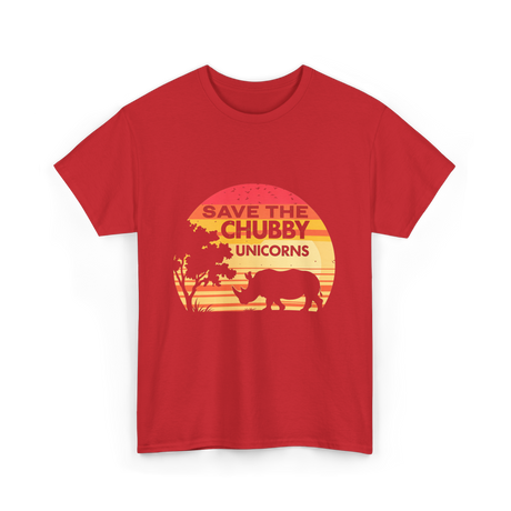 Save The Chubby Unicorns Rhino T-Shirt - Red