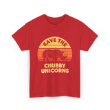 Save the Chubby Unicorns Rhino T-Shirt - Red