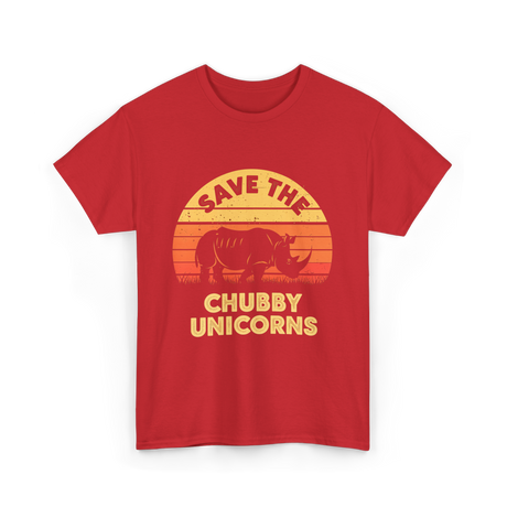 Save the Chubby Unicorns Rhino T-Shirt - Red