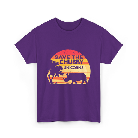 Save The Chubby Unicorns Rhino T-Shirt - Purple