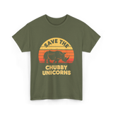 Save the Chubby Unicorns Rhino T-Shirt - Military Green