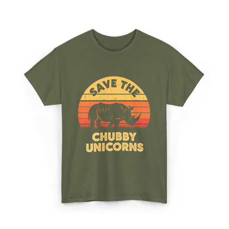 Save the Chubby Unicorns Rhino T-Shirt - Military Green