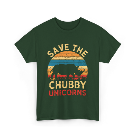 Save The Chubby Unicorns Rhino T-Shirt - Forest Green