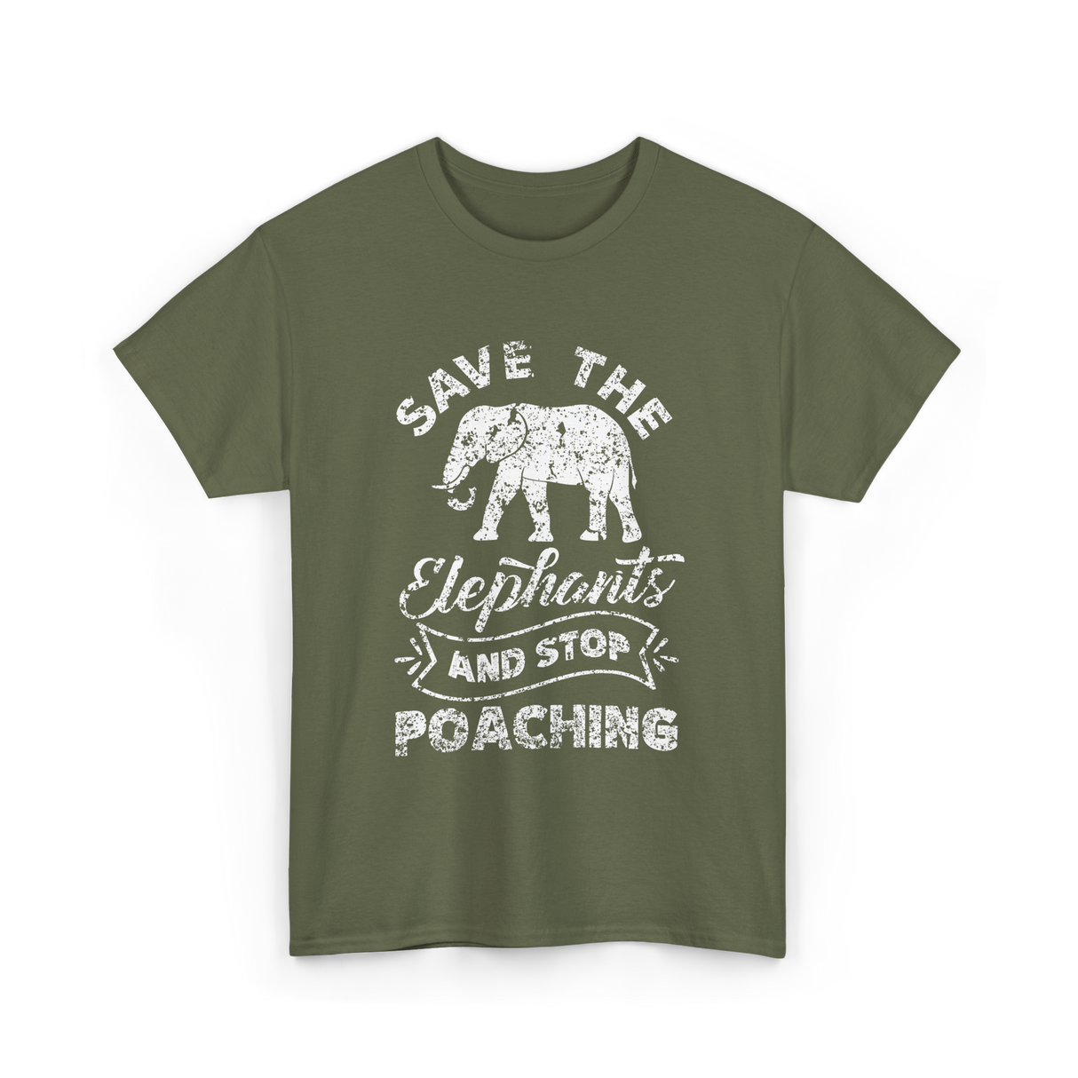 Save The Elephants Poaching T-Shirt - Military Green