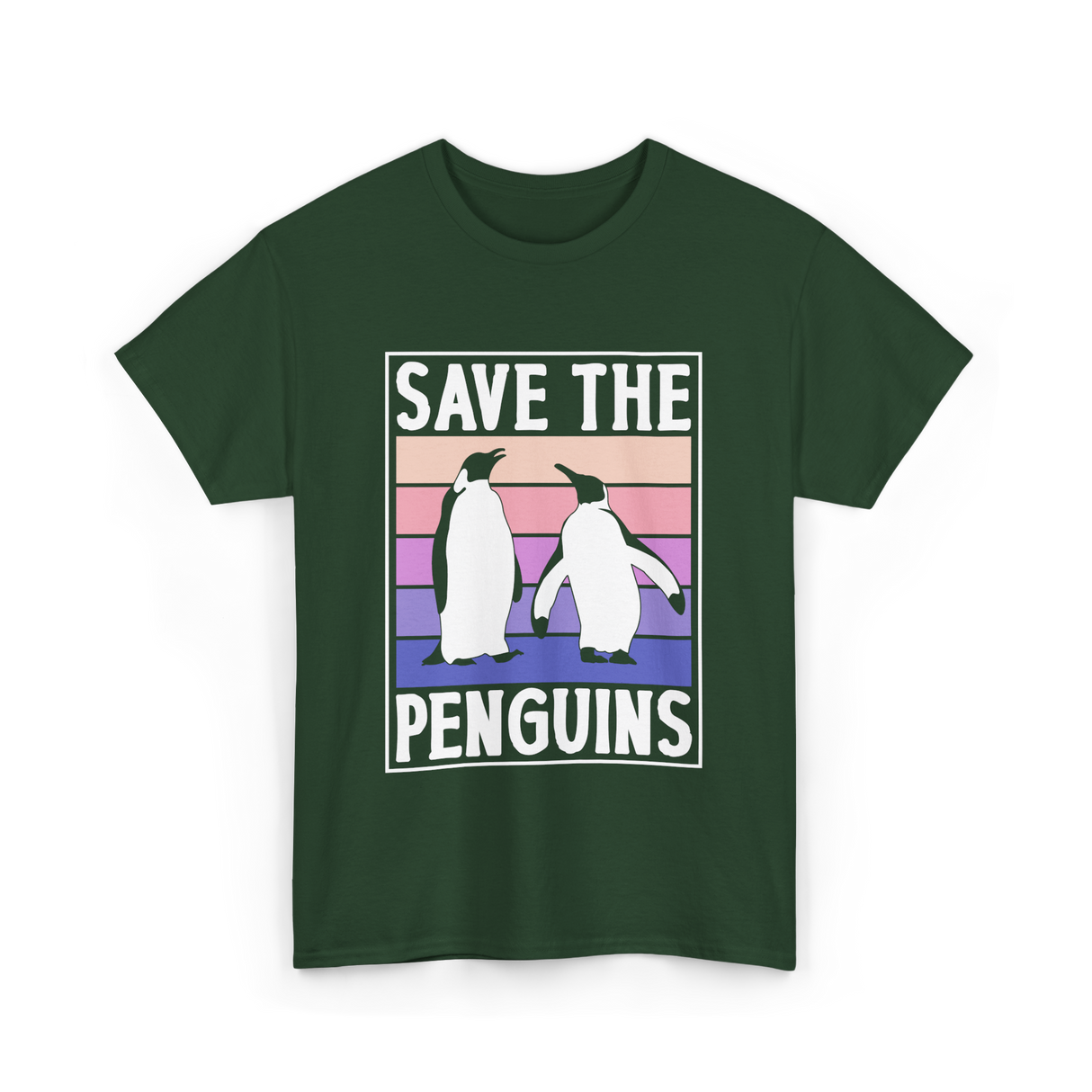 Save The Penguins Penguin Conservation T-Shirt - Forest Green