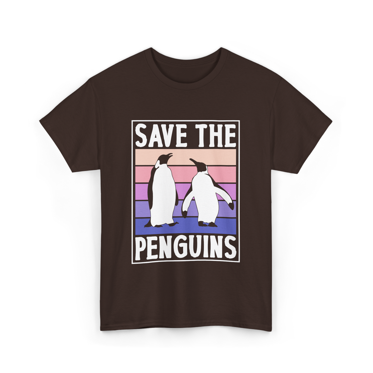 Save The Penguins Penguin Conservation T-Shirt - Dark Chocolate