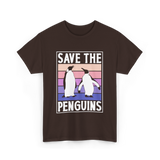 Save The Penguins Penguin Conservation T-Shirt - Dark Chocolate