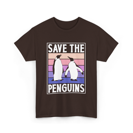 Save The Penguins Penguin Conservation T-Shirt - Dark Chocolate