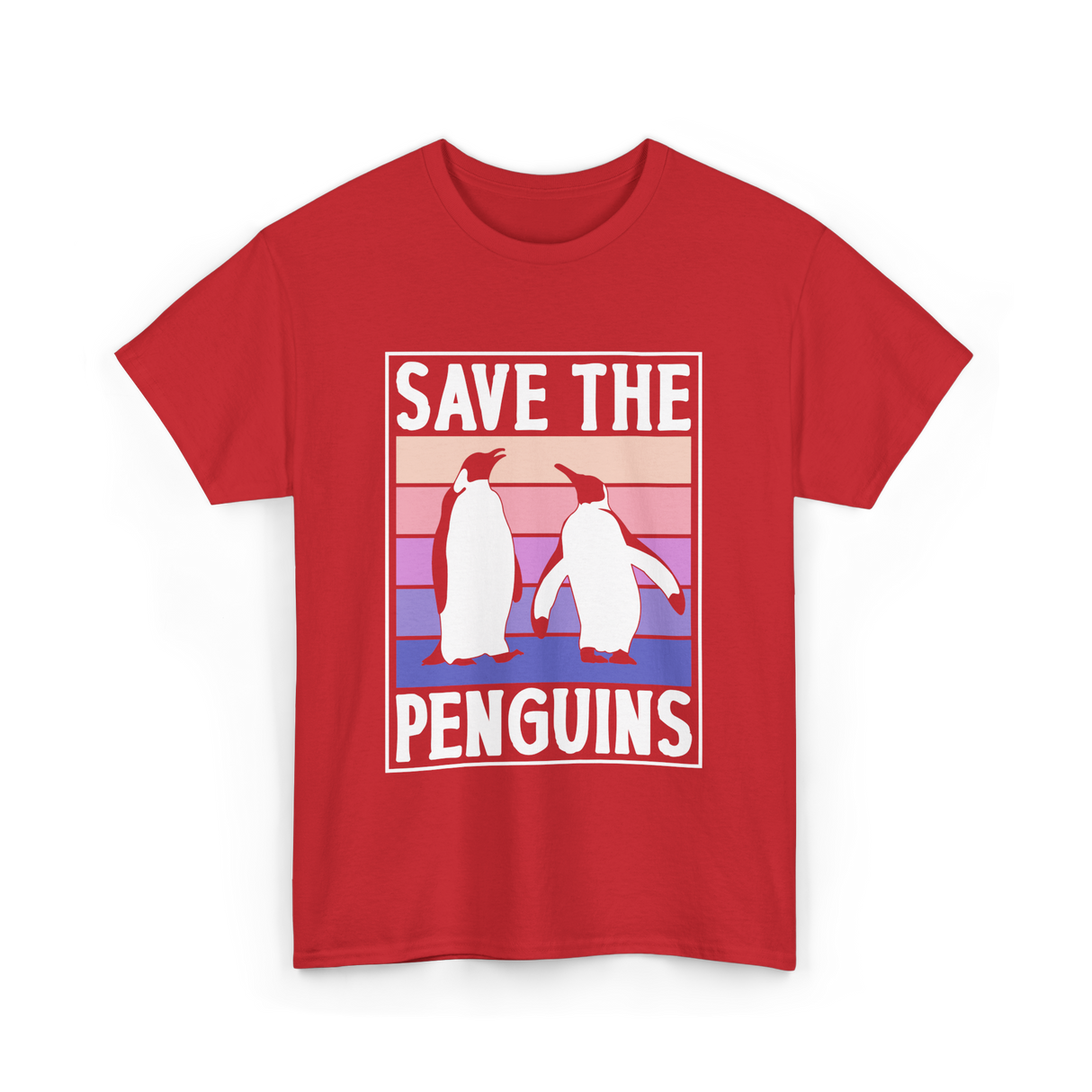 Save The Penguins Penguin Conservation T-Shirt - Red