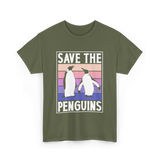 Save The Penguins Penguin Conservation T-Shirt - Military Green