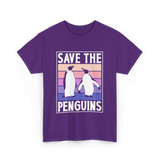 Save The Penguins Penguin Conservation T-Shirt - Purple