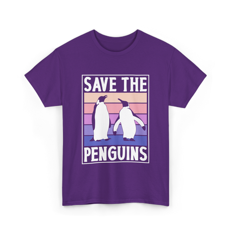 Save The Penguins Penguin Conservation T-Shirt - Purple