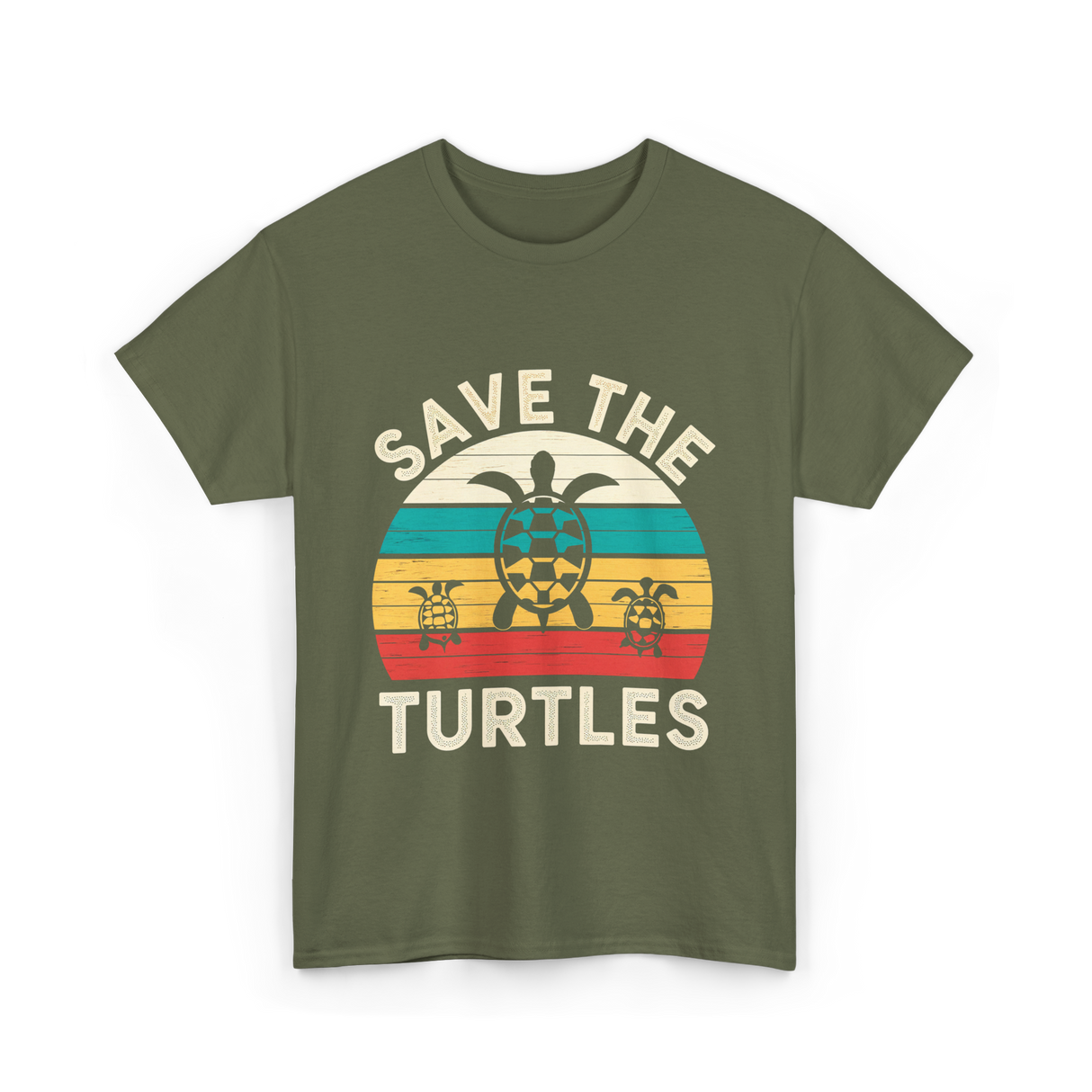 Save The Turtles Animal Rights T-Shirt - Military Green