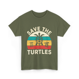 Save The Turtles Animal Rights T-Shirt - Military Green