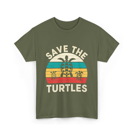 Save The Turtles Animal Rights T-Shirt - Military Green