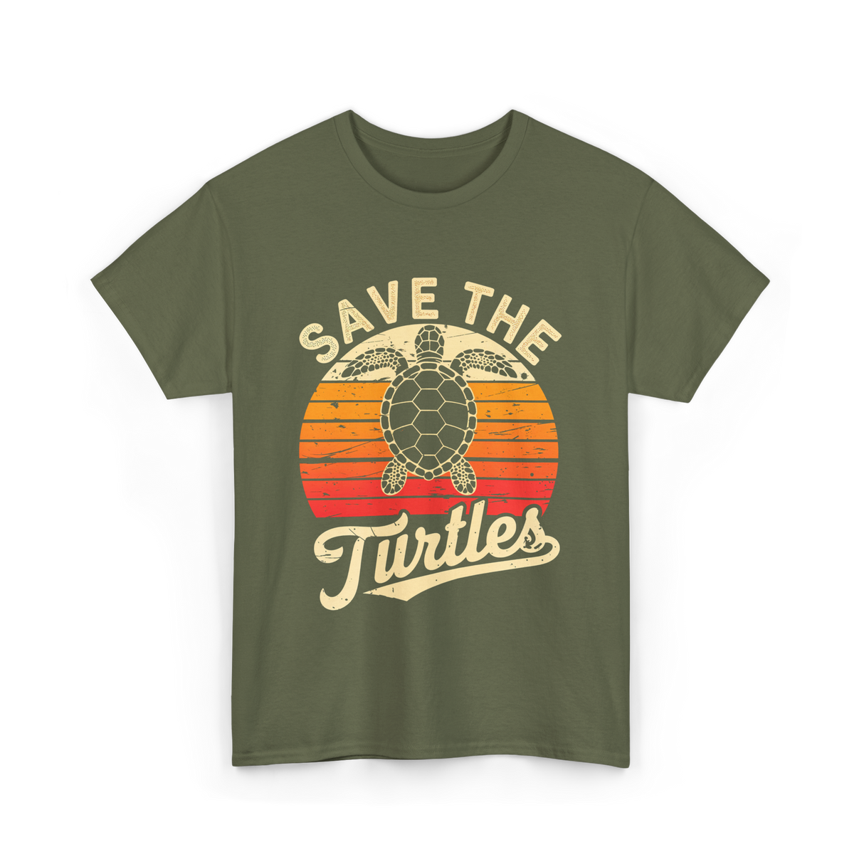 Save the Turtles Marine Life Conservation T-Shirt - Military Green