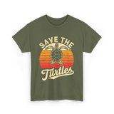 Save the Turtles Marine Life Conservation T-Shirt - Military Green