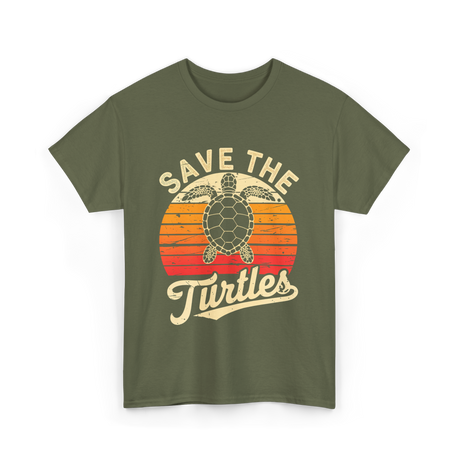 Save the Turtles Marine Life Conservation T-Shirt - Military Green