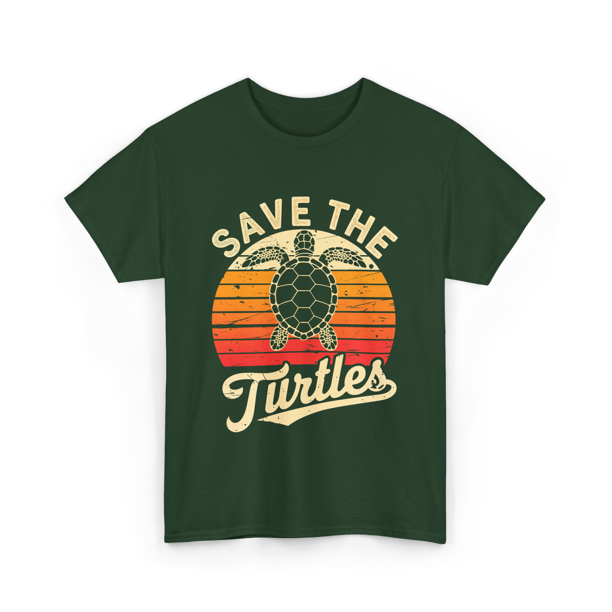 Save the Turtles Marine Life Conservation T-Shirt - Forest Green