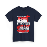 Saved By Jesus Heart Surgeon T-Shirt - Navy