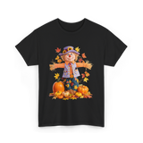 Scarecrow Autumn Pumpkin Fall T-Shirt - Black