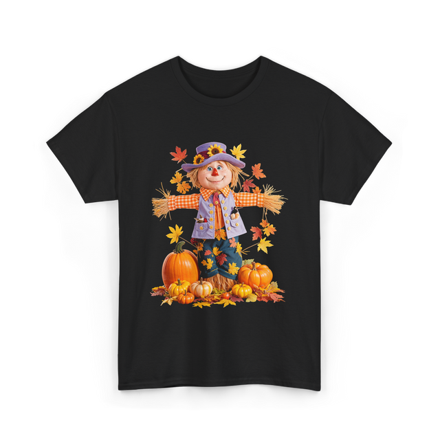 Scarecrow Autumn Pumpkin Fall T-Shirt - Black