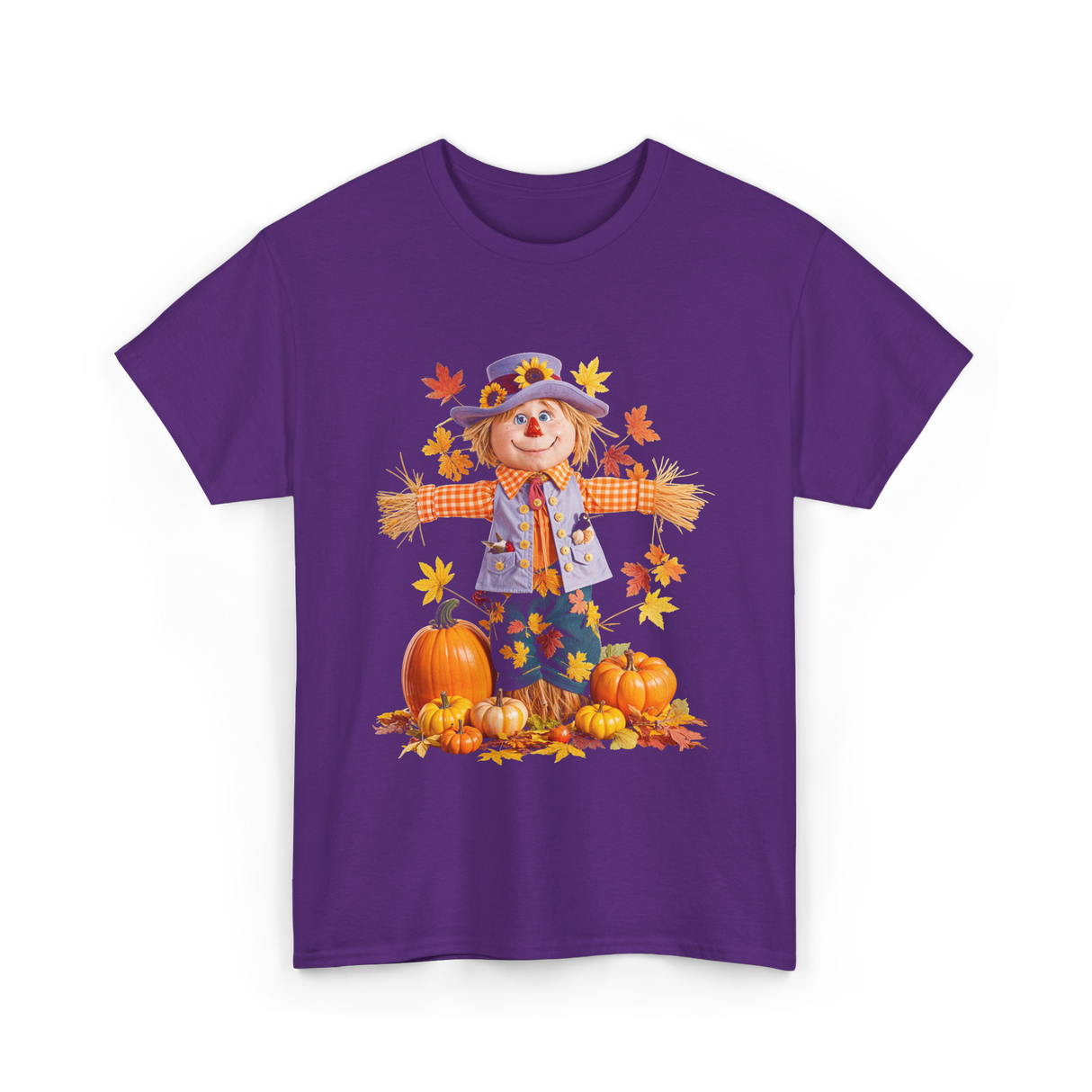 Scarecrow Autumn Pumpkin Fall T-Shirt - Purple