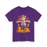 Scarecrow Autumn Pumpkin Fall T-Shirt - Purple