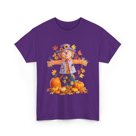 Scarecrow Autumn Pumpkin Fall T-Shirt - Purple