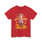 Scarecrow Autumn Pumpkin Fall T-Shirt - Red