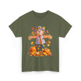 Scarecrow Autumn Pumpkin Fall T-Shirt - Military Green