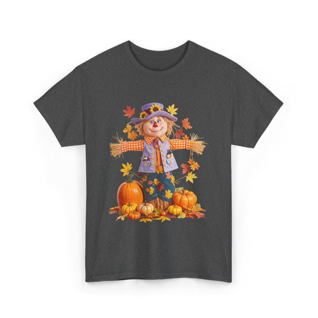 Scarecrow Autumn Pumpkin Fall T-Shirt - Dark Heather