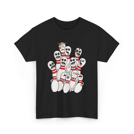 Scared Bowling Pins Bowling T-Shirt - Black