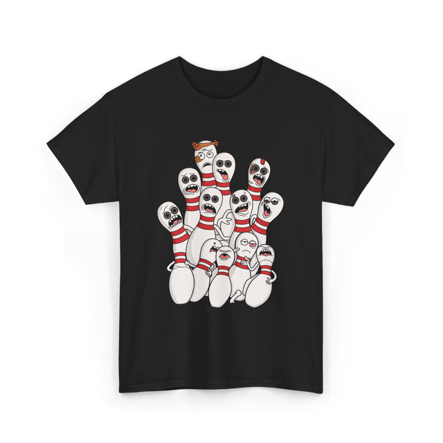 Scared Bowling Pins Bowling T-Shirt - Black