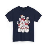 Scared Bowling Pins Bowling T-Shirt - Navy