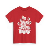 Scared Bowling Pins Bowling T-Shirt - Red