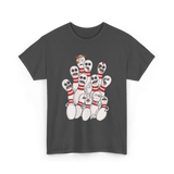 Scared Bowling Pins Bowling T-Shirt - Dark Heather