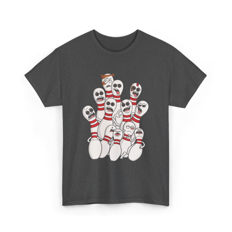 Scared Bowling Pins Bowling T-Shirt - Dark Heather