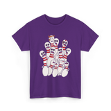 Scared Bowling Pins Bowling T-Shirt - Purple