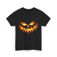 Scary Carved Pumpkin Halloween T-Shirt - Black