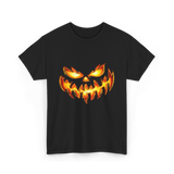 Scary Carved Pumpkin Halloween T-Shirt - Black