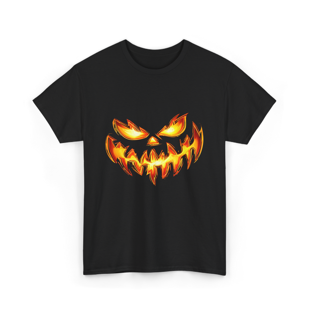 Scary Carved Pumpkin Halloween T-Shirt - Black