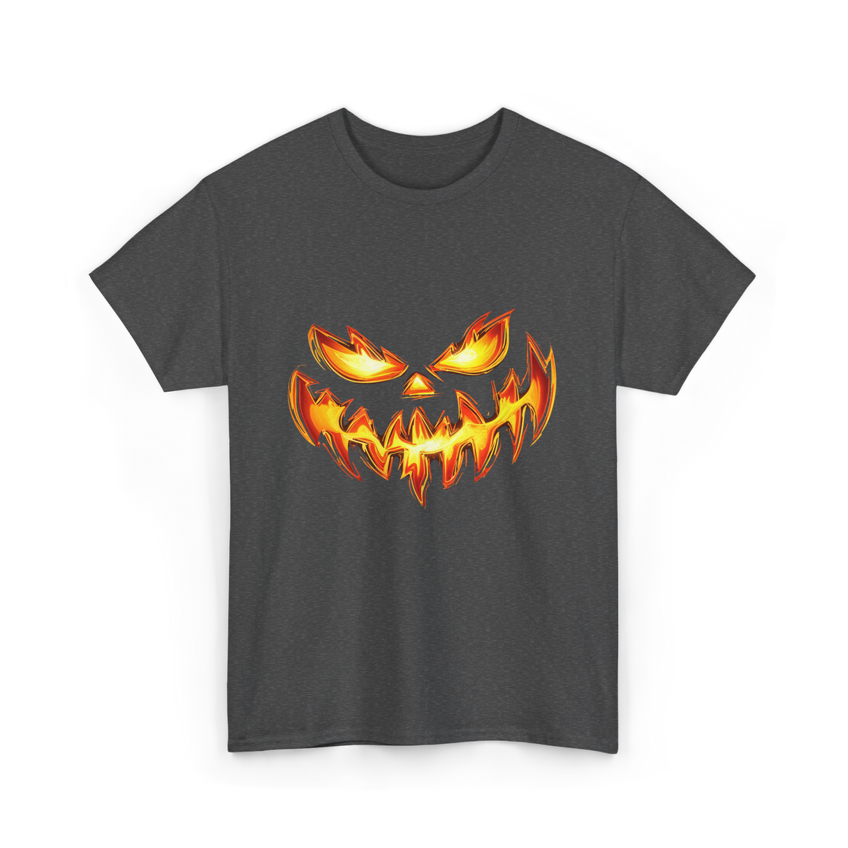 Scary Carved Pumpkin Halloween T-Shirt - Dark Heather