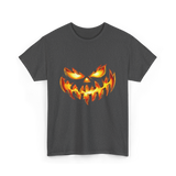 Scary Carved Pumpkin Halloween T-Shirt - Dark Heather