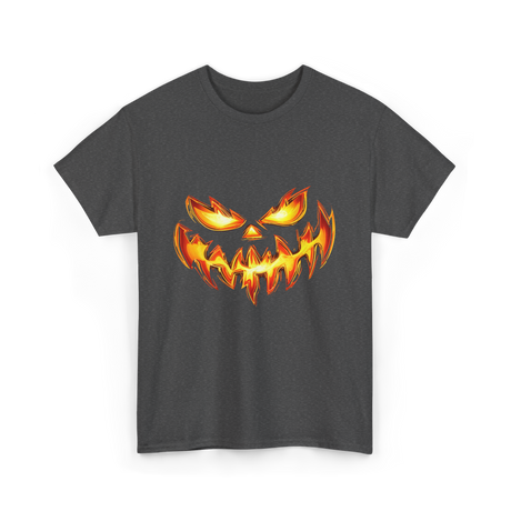 Scary Carved Pumpkin Halloween T-Shirt - Dark Heather