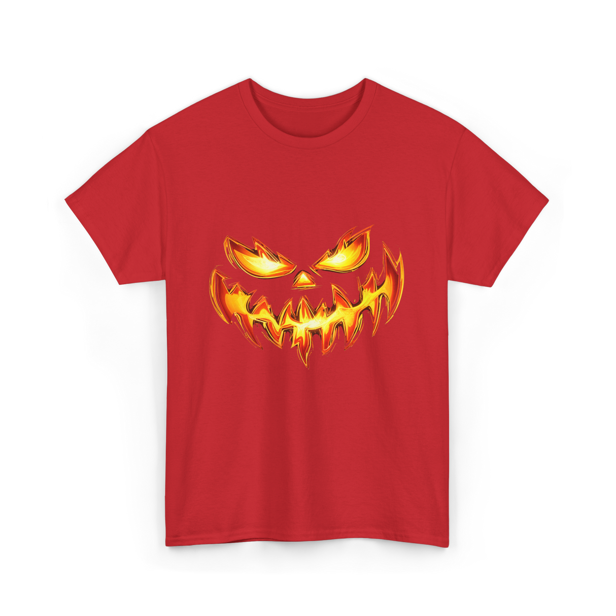 Scary Carved Pumpkin Halloween T-Shirt - Red